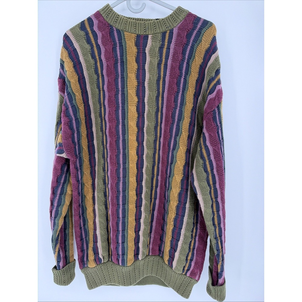 Vintage 90's Structure Coogi Style 3D Knit Men's Large Multi Color Sweater